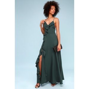 Lulus Chic green ruffled maxi dress